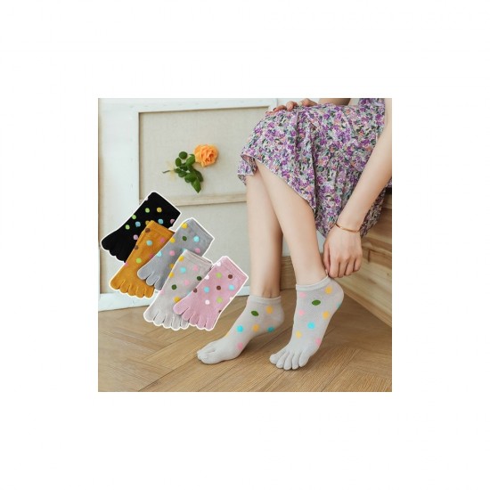 Polka-Dot Five-Toe Ankle Socks