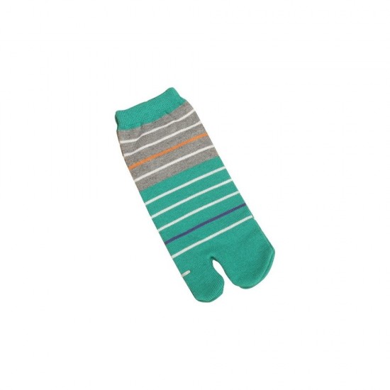 Green Striped Cotton Toe Socks